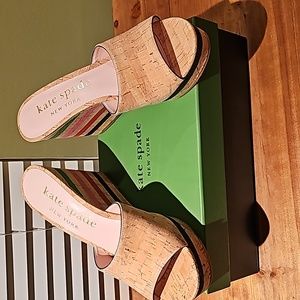 Kate Spade Cork Wedges, Multi Color, Sz 10 US Shoe Size, runs small